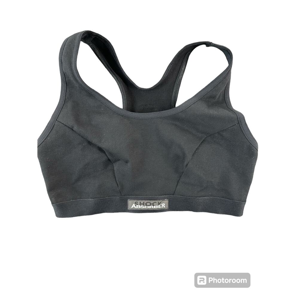 New Shock Absorber Black Racerback Hook & Eye Sports Bra Women's Size 34C